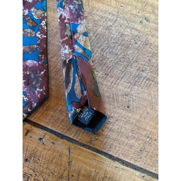 Mens‎ Leonardo 100% Silk Blue Brown Abstract Neck Tie - Picture 3 of 6